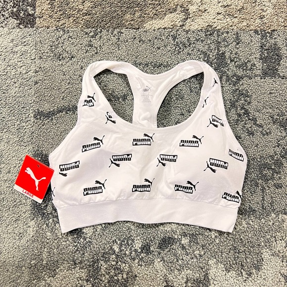 Puma Other - Puma Low Support Seamless Black White Activewear Sports Bra NEW Size Large